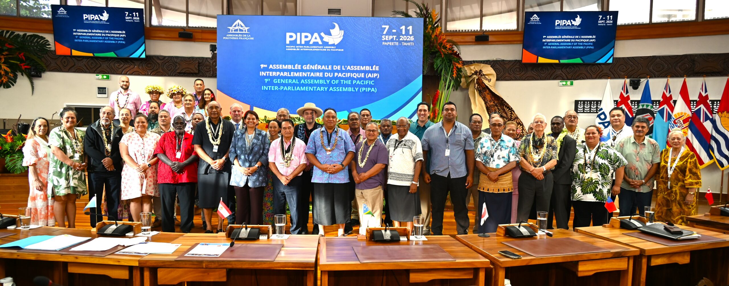 Group picture of the members of the PIPA during the closing of the first General Assembly in the chamber.